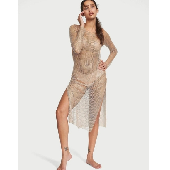 New!Victoria's Secret Shine Mesh Long Slip  Dress - Picture 4 of 9